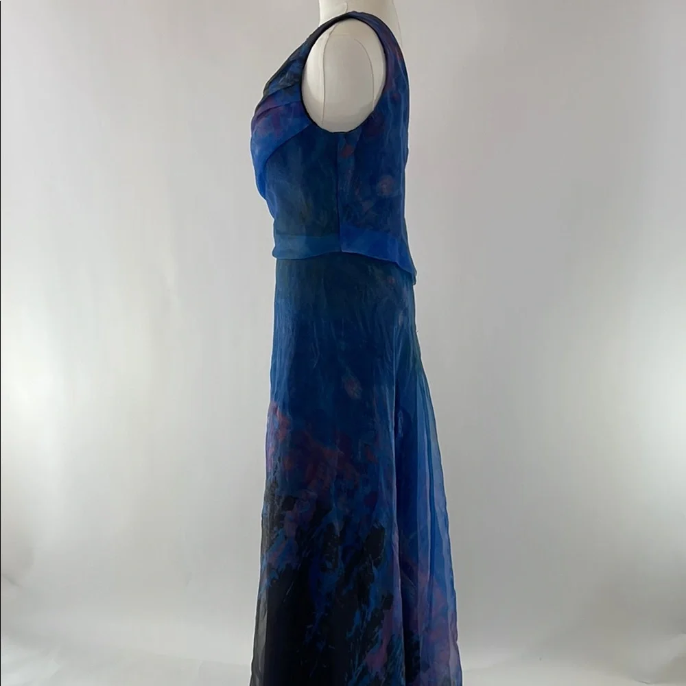 Rene Ruiz Blue Organza Gown, Size 4 - Picture 14 of 16